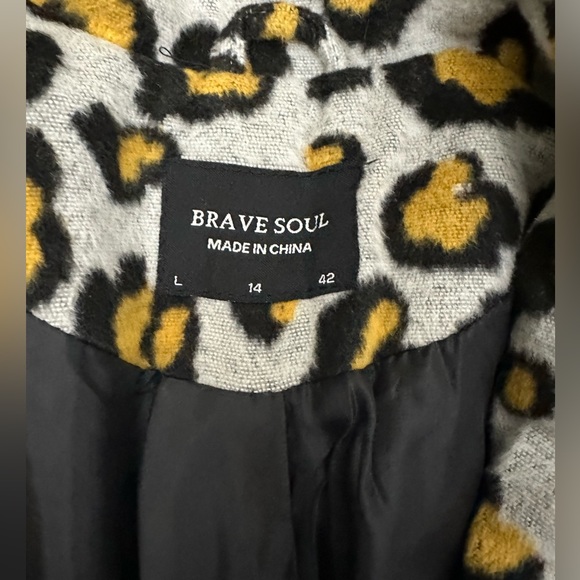 Brave Soul Leopard Print Tall Edie Tailored Long Jacket - Picture 8 of 10